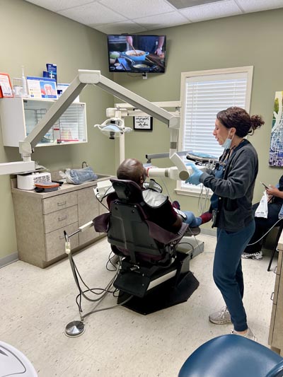 patient receiving dental X-rays during his appointment at Pettey Dental of Bartlett