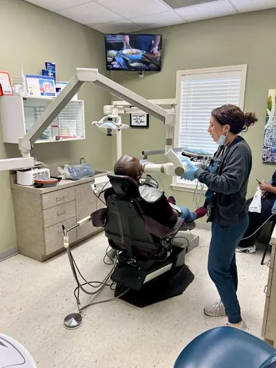 patient receiving dental X-rays during his appointment at Pettey Dental of Bartlett
