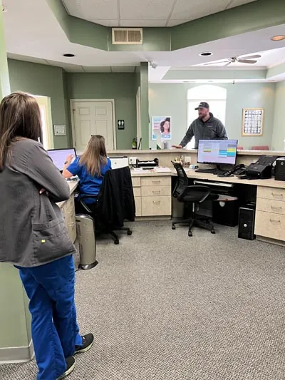 man scheduling his next dental appointment at Pettey Dental of Bartlett